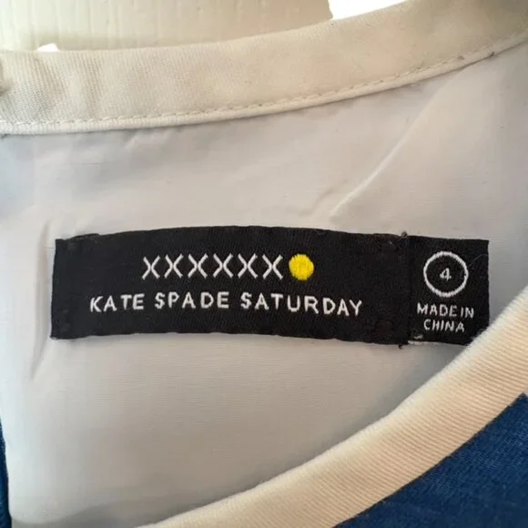 Kate Spade Saturday Blue White Floral Poppy Faux Wrap Size 4 - Picture 3 of 5